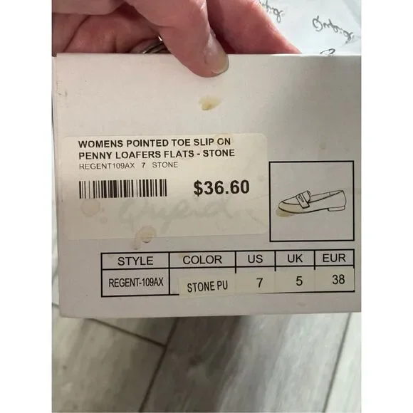 Cupid stone/cream slip on flat penny loafers size 7 - Picture 10 of 10